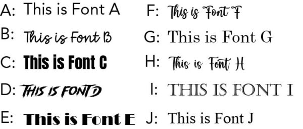 A list of 10 different font options
